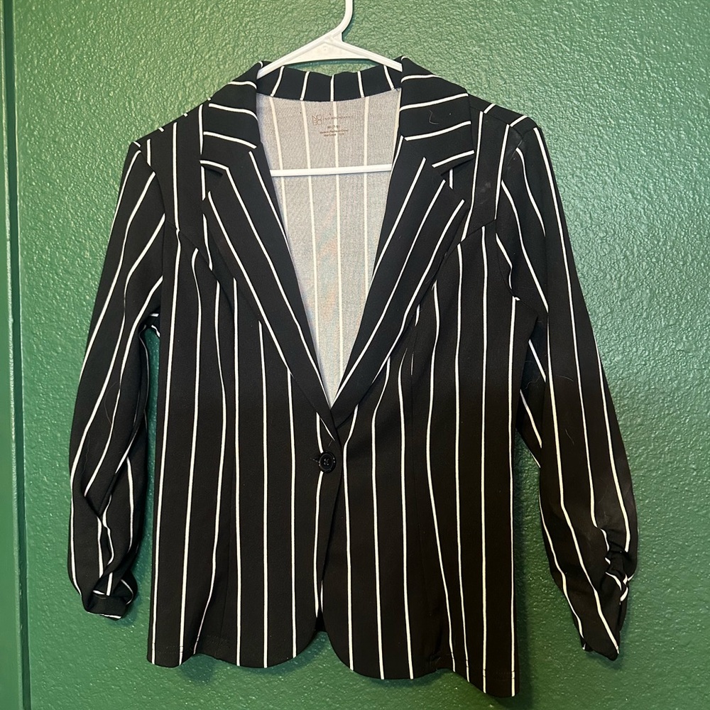 No Boundaries Black and White Pinstripe Blazer